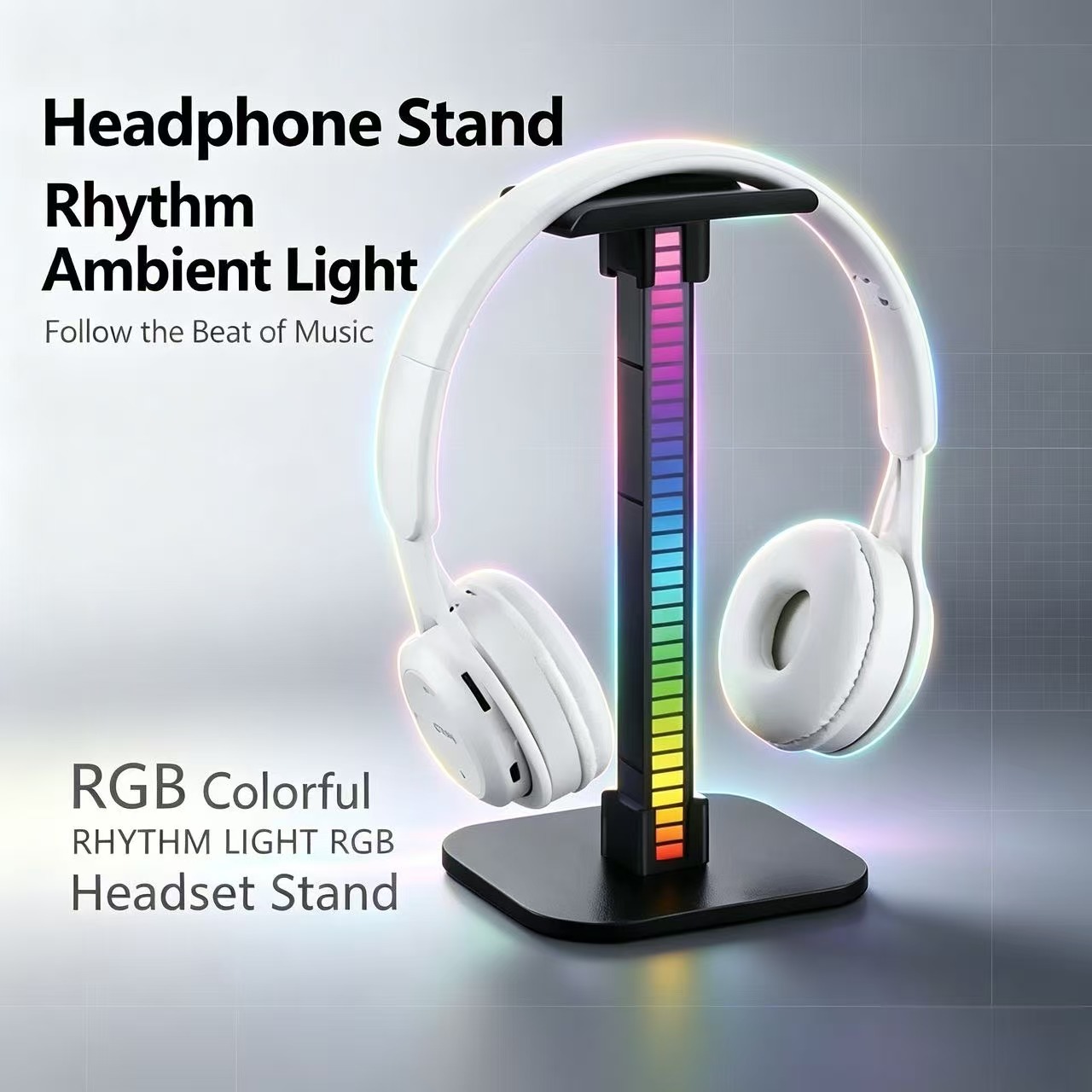 Desk Setup Lamp - USB Gaming Hoofdtelefoonstandaard met RGB-ritmelicht, afneembare