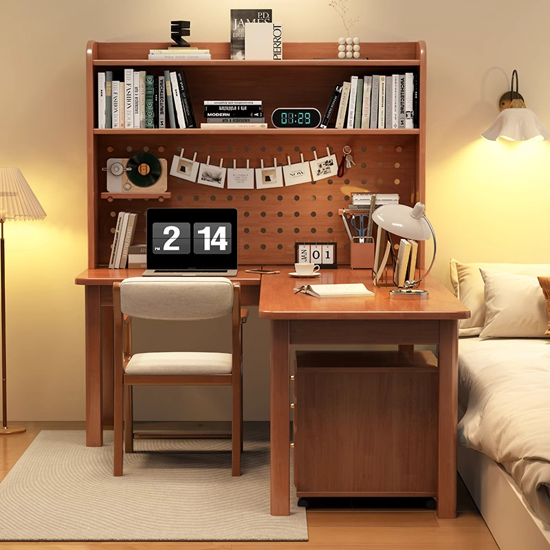 Desk Setup L Shaped - Modern 7-delige L-vormig bureau van massief